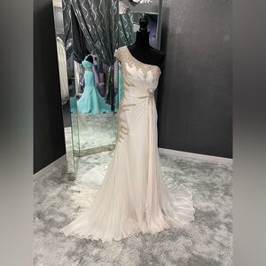 Mac Duggal One-Shoulder White Pageant Gown 50069P